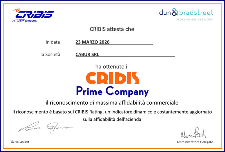 Cabur ottiene anche quest’anno l’attestato CRIBIS Prime Company